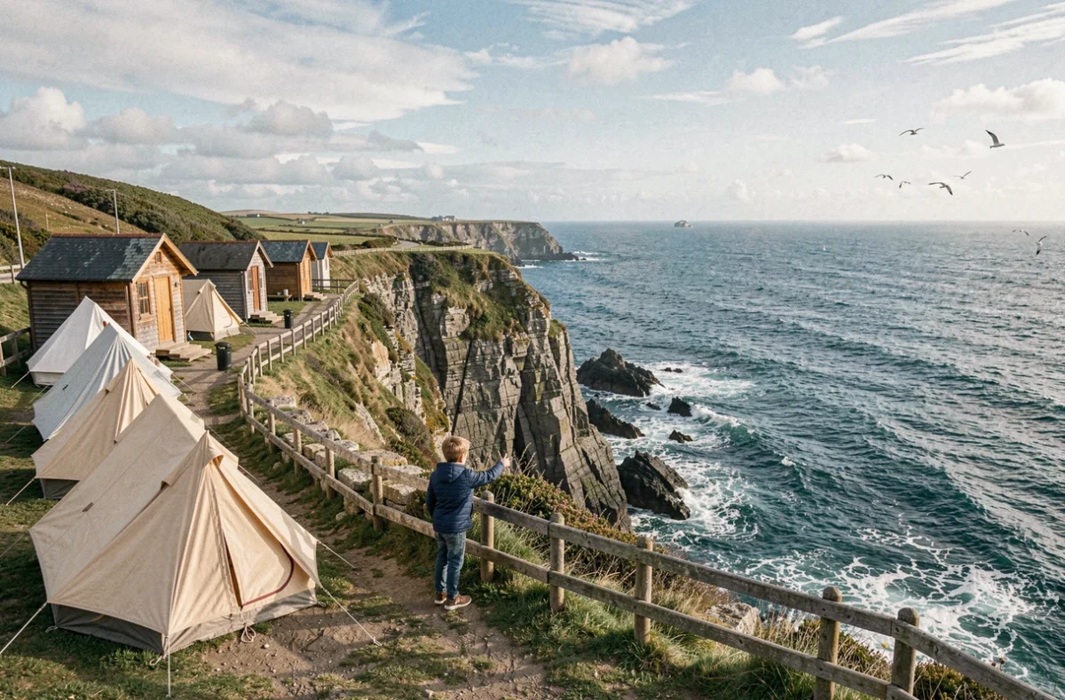Camping Le Cabellou Plage à Concarneau avec vue sur la côte rocheuse bretonne et l'Atlantique