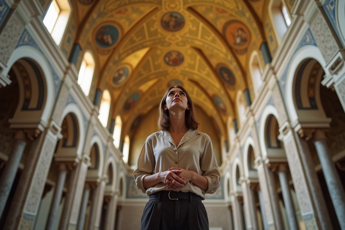 Intérieur de la Cappella Palatina au Palais des Normands avec mosaïques byzantines dorées