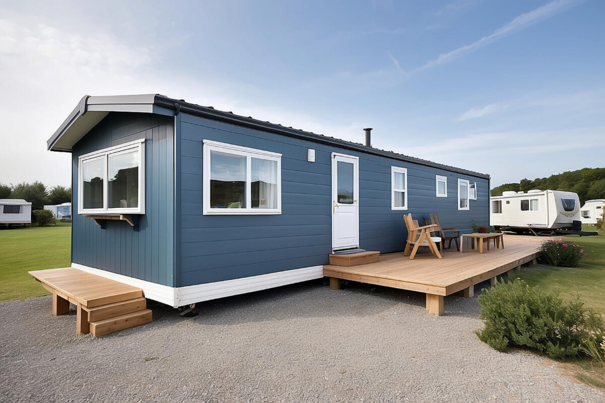 Des vacances dans une maison mobile bleue