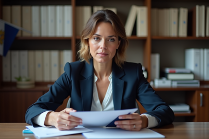 Femme méditerranéenne avec passeport Gibraltar et documents