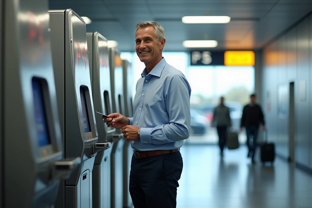 Homme payant son stationnement à l