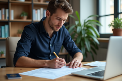 Jeune homme remplissant formulaire de permis de conduire