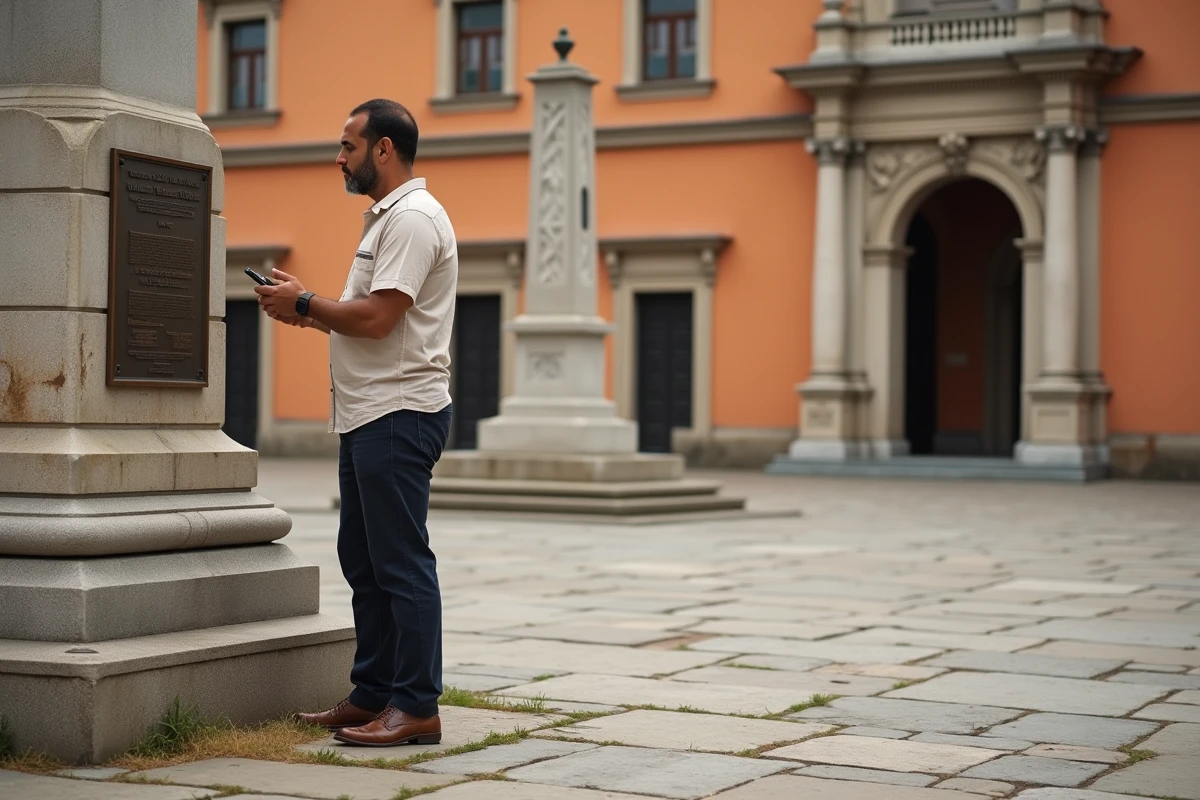 Homme devant le Palais National historique sur la Plaza de la República à Managua Nicaragua